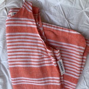 NWT pink and white stripe linen dress